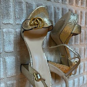 Gucci Heels-platform-Gold- almost new. W/ box and dust bag.